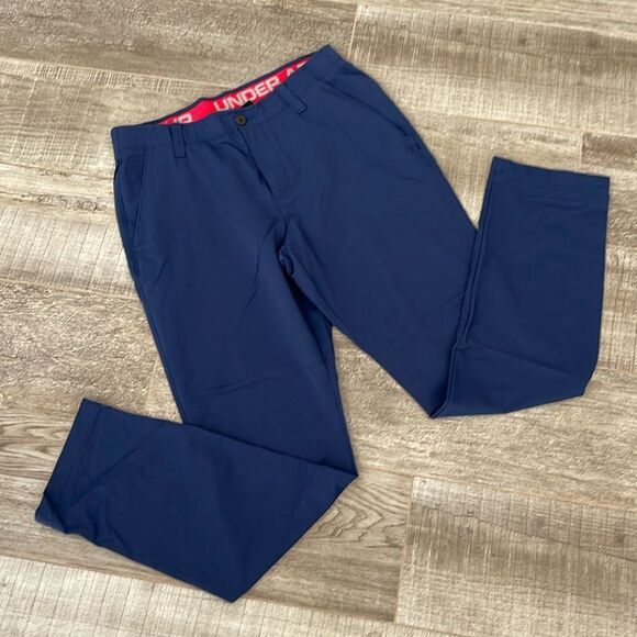 Mens Navy Blue Under Armour Golf Pants Size 34/32 - Picture 1 of 3